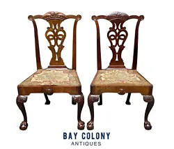 The chairs have masterfully carved ball & claw feet with well defined talons & knuckles. Their grip on the ball conveys...