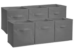 Foldable Storage Cube Basket Bin for Nursery, Playroom Closet & Shelves Gray (6). Condition is 