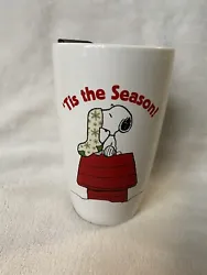NEW Peanuts Snoopy Tis The Season Ceramic Travel Coffee Tea Lidded Mug 2020. Condition is “New” without original...