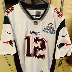Tom Brady New England Patriots Super Bowl LII 52 Patch  White Nike Vapor Untouchable Men’s Elite Football Jersey...
