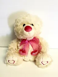 Caltoy White Sweetheart Love Teddy Bear Plush Pink So Sweet Hearts Pink Bow.  Very nice condition as seen in the pics....