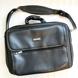 RENWICK BLACK LEATHER SOFT BRIEFCASE Laptop Travel Messenger Bag 16