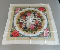 Elevate your fashion game with this exquisite Gucci 100% silk scarf featuring a beautiful flower basket design in white...