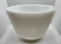Vintage Pyrex White Milk Glass Hamilton Beach Banded Mixing Bowl with Spout.