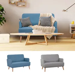 This living room sofa features breathable linen-touch polyester fabric for easy maintenance and thick sponge padding...
