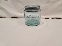 Up for auction is this Antique Blue Atlas Special Wide Mouth Pint Canning Jar.  It measures 4 inches tall and 4...
