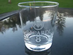 ONE BACARDI 8 RUM GLASS IS UP FOR SALE. IT HAS THE BACARDI LOGO IN FROST WITH A THICK BASE AND READY TO USE AT A GOOD...