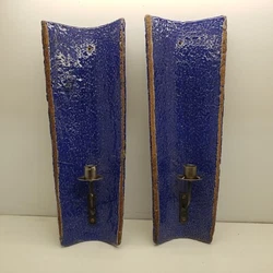 Anthropologie Blue Clay Wall Sconce Candle Holders Rustic Portugal. These beautiful sconces make quite the impression. ...