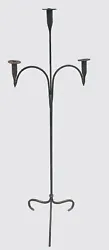 18TH CENTURY FEDERAL PERIOD ANTIQUE FLOOR WROUGHT IRON SPIDER LEG RAT TAILED CANDLE FLOOR LIGHT WITH BOBECHES. It is 16...