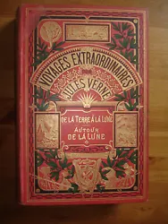 Jules Verne : De la terre a la lune - Autour de la lune, Hachette 1917-1918. Quelques rousseurs. Tranches dorées. Tout...