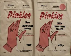 Vintage 1930s Pinkies Disposable Gloves by Dow Manufacturing. 2 packages of 6 ~size small