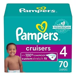 Pampers Cruisers adjust to your babys unique shape and size with our Custom Stretch Fit System, featuring 2x stretchier...