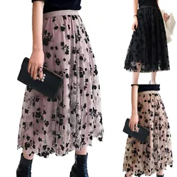 Features:Pull on closure, 3 Layers,High Elastic Waist,3D floral pattern makes this midi skirt looks unique and...