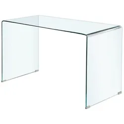 It features a clear tempered bent glass as the table top and solid-piece legs/stand. Table top is large enough to...