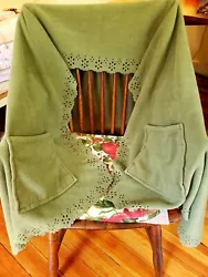 Plow and Hearth Fleece Cozy Shawl in Soft OliveExcellent condition with no stains, pulls, or tearsPretty eyelet trim2...