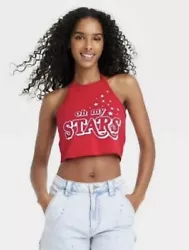 Women’s Halter Top Crop 4th of July “Oh my Stars” red XSBoxTB2