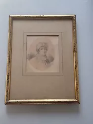 RIVOULON dessin ancien Portrait Femme personnage signé Rivoulon 1849 Tableau encadré Antique drawing portrait woman...