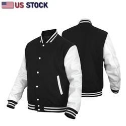 Collection: Varsity. Material: Wool Body/ 100% Real Cow Hide Leather Sleeves. Wool body with 100% Real Leather sleeves....
