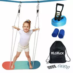 Tree Swing with Slackline Kit: 45FT Hanging line works for where you dont have limbs to hang a tree swing. Klö Kick...
