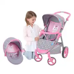 2-In-1 Doll Stroller Set with Adjustable Handle. For Doll Up To 18