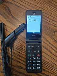 Used LG Classic Flip 8GB (TracFone) 4G VoLTE Flip Phone L125DL Gray. Only includes a car charger.