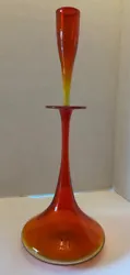Vintage hand blown Blenko Amberina decanter with shot glass topper. Measures 16” in height with stopper, bottle alone...