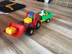 Ancien Lego Duplo Vintage Tracteur Avec Chargeur Frontal 5647 Quasi Complet. Manque simplement La petite Fourche marron