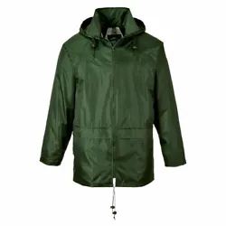 ~WATERPROOF JACKET WITH SEALED SEAMS. 190T: 100% Polyester, PVC coated 6oz. Shell Fabric EN 343 Class 3:1 X WP 5,000mm.