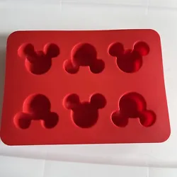 Mickey Mouse Silicone Tray Baking Pan 6 Mickey Face Molds Red.