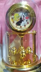 TM&c 1997Warner Bros Solid Brass Small Desk Top Clock -runs, keeps time..