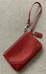 Vintage Coach TV Guide Red Leather Wristlet Rare. Very good condition