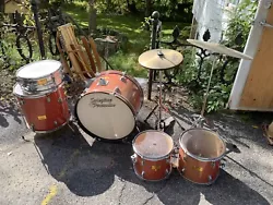 drum kit set Red Snare Cymbals Total Percussion Sales Deluxe Camber Used. What you see is what you pick up . The red is...