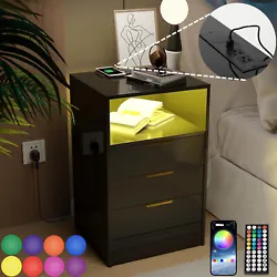 Color One Nightstand Two Nightstands. 【Intergrated Charging Station】Our smart nightstand is equipped with 2 USB...