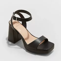 •Yvette platform heels •3.75in block heels •Open toe and back •Ankle strap closure •Medium width  Description...