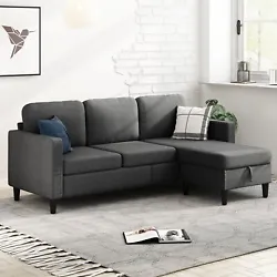 MUZZ Sectional Sofa with Movable Ottoman, Free Combination Sectional Couch, Smal.