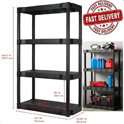 Made of durable black Polypropylene plastic. -This Adult Hyper Tough Black Plastic 4 Shelf Shelving Unit is a great...