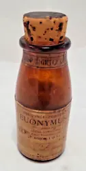 Antique Eli Lilly Cork blown amber glass Extract Wahoo Tonic Complete Labels. Beautiful bubbles in the glass