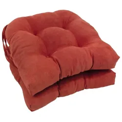 Blazing Needles 16 in. Microsuede U-Shaped Tufted Chair Cushions Red - Set of 2. These cushions feature a classic...