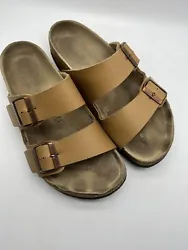Birkenstock Arizona Womens Size 7 US Men 5 Camel Brown Leather Buckle Sandals.