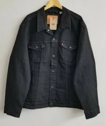 Levis Mens Black Stretch Denim Trucker Jacket Button NEW 723340223 Size XXL.  Jacket is new with tags, see pictures for...