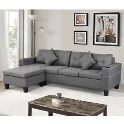 ✔Convertible design. The sofa set includes a seat in the left corner and a seat in the right corner. The sofas...