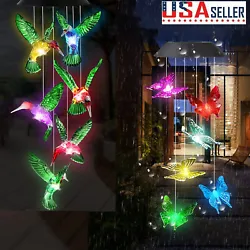 Solor Power features a unique design with six color changing hummingbird or butterflies hanging under the wire that...