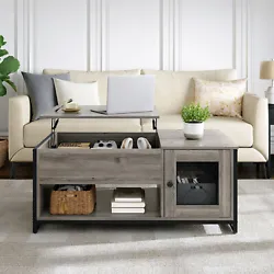 Lift Top Coffee Table. Wood Coffee Table. Rustic Lift-top Coffee Table with Double Doors. ●Lift up top design:...