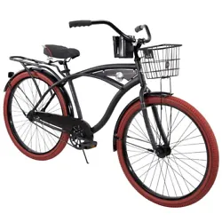 Single-speed bike with simple coaster brake – just pedal back to stop. Basket, Cup holder, Rear Rack. Fun features...