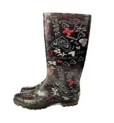 Coach Poppy Rain Boots - Size 10From the Fall 2009 Poppy Collection. Black and multicolor rubber Coach round-toe rain...