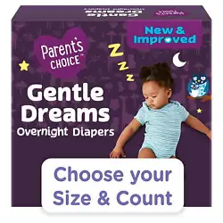 Parents Choice Gentle Dreams Overnight Diapers help keep your baby dry and comfortable. They are made from extra-soft...