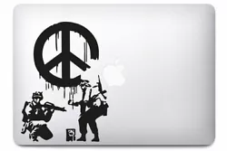Magnifique stickers pour MacBook Apple Peace Army disponible ennoir oublanc. Cet autocollant pour MacBook est...
