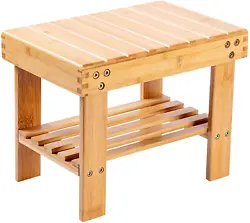 【STURDY AND SOLID ENOUGH】This bamboo short stool is constructed with 3 extra thick nickle plated screws in each...