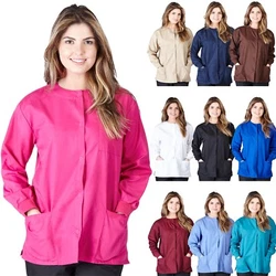 It is closed with snap buttons and has cozy knit cuffs. 3 patch pockets. Snap front. Round collar. XS S M L XL 2XL 3XL....