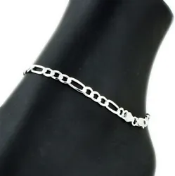 This is a gorgeous figaro link ankle bracelet. Stamped 925 near the clasp. Width : The chain is 5mm wide. Length :...